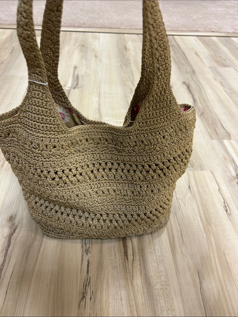 Lina Handwoven Crochet Tote in Tan